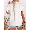 image:imageAstylish Women Summer Tops Cotton Short Sleeve Shirt V Neck Button Down Blouse Tunic TopsWhite