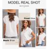 image:imageAstylish Women Summer Tops Cotton Short Sleeve Shirt V Neck Button Down Blouse Tunic TopsWhite
