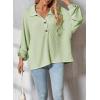image:imageAstylish Womens Casual Blouses Button Down Business Batwing Tops Long Sleeve V Neck Ribbed Shirts 2025 Fall OutfitClearly Aqua