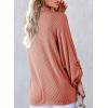 image:imageAstylish Womens Casual Blouses Button Down Business Batwing Tops Long Sleeve V Neck Ribbed Shirts 2025 Fall OutfitP Fushia