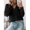 image:imageAstylish Womens Dressy Casual Blouse Business Long Sleeve Trendy Pullover Tops Placket V Neck Work ShirtBlack