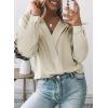 image:imageAstylish Womens Dressy Casual Blouse Business Long Sleeve Trendy Pullover Tops Placket V Neck Work ShirtParchment