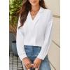image:imageAstylish Womens Dressy Casual Blouse Business Long Sleeve Trendy Pullover Tops Placket V Neck Work ShirtWhite