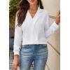 image:imageAstylish Womens Dressy Casual Blouse Business Long Sleeve Trendy Pullover Tops Placket V Neck Work ShirtWhite