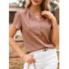image:imageAstylish Womens Dressy Notched V Neck Tops Business Work Cap Sleeve Chiffon Blouse ShirtsDusty Pink