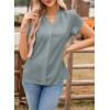 image:imageAstylish Womens Dressy Notched V Neck Tops Business Work Cap Sleeve Chiffon Blouse ShirtsMist Blue
