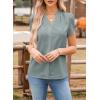 image:imageAstylish Womens Dressy Notched V Neck Tops Business Work Cap Sleeve Chiffon Blouse ShirtsMist Blue