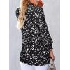 image:imageAstylish Womens Fashion Smocked Raglan Sleeves V Neck Collared Tops Chiffon Alicia Flower Print Blouses Spring Dressy Shirts Work Business Boho Tunic Black XLarge