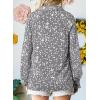 image:imageAstylish Womens Fashion Smocked Raglan Sleeves V Neck Collared Tops Chiffon Alicia Flower Print Blouses Spring Dressy Shirts Work Business Boho Tunic Gray XLarge