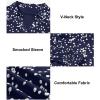 image:imageAstylish Womens Fashion Smocked Raglan Sleeves V Neck Collared Tops Chiffon Alicia Flower Print Blouses Spring Dressy Shirts Work Business Boho Tunic Dark Blue XLarge