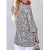 image:imageAstylish Womens Fashion Smocked Raglan Sleeves V Neck Collared Tops Chiffon Alicia Flower Print Blouses Spring Dressy Shirts Work Business Boho Tunic Gray XLarge