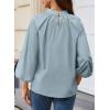 image:imageAstylish Womens Long Puff Sleeve Tops Ruffle Dressy High Mock Neck Blouse ShirtBeau Blue