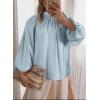 image:imageAstylish Womens Long Puff Sleeve Tops Ruffle Dressy High Mock Neck Blouse ShirtBeau Blue