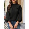 image:imageAstylish Womens Long Puff Sleeve Tops Ruffle Dressy High Mock Neck Blouse ShirtBlack