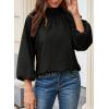 image:imageAstylish Womens Long Puff Sleeve Tops Ruffle Dressy High Mock Neck Blouse ShirtBlack