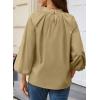 image:imageAstylish Womens Long Puff Sleeve Tops Ruffle Dressy High Mock Neck Blouse ShirtLight French Beige