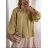 image:imageAstylish Womens Long Puff Sleeve Tops Ruffle Dressy High Mock Neck Blouse ShirtLight French Beige
