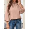 image:imageAstylish Womens Long Puff Sleeve Tops Ruffle Dressy High Mock Neck Blouse ShirtLight Pink