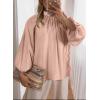 image:imageAstylish Womens Long Puff Sleeve Tops Ruffle Dressy High Mock Neck Blouse ShirtLight Pink