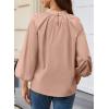 image:imageAstylish Womens Long Puff Sleeve Tops Ruffle Dressy High Mock Neck Blouse ShirtLight Pink