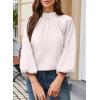 image:imageAstylish Womens Long Puff Sleeve Tops Ruffle Dressy High Mock Neck Blouse ShirtWhite