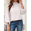 image:imageAstylish Womens Long Puff Sleeve Tops Ruffle Dressy High Mock Neck Blouse ShirtWhite