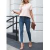 image:imageAstylish Womens Striped Henley Neck Linen Shirt Casual Button Down Cap Sleeve Blouse TopsFiery Red