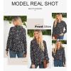 image:imageAstylish Womens Summer Polka Dots Smocked Long Sleeve Tops Dressy V Neck Comfortable Shirts Professional Blouses Casual Chiffon Tunic Clothes Black Small