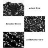 image:imageAstylish Womens Summer Polka Dots Smocked Long Sleeve Tops Dressy V Neck Comfortable Shirts Professional Blouses Casual Chiffon Tunic Clothes Black Small