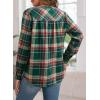 image:imageAstylish Womens V Neck Plaid Shirts Flannel Casual Blouses ButtonDown Business Long Sleeve Boho TopsMist Green