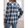 image:imageAstylish Womens V Neck Plaid Shirts Flannel Casual Blouses ButtonDown Business Long Sleeve Boho TopsNavy Blue