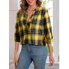 image:imageAstylish Womens V Neck Plaid Shirts Flannel Casual Blouses ButtonDown Business Long Sleeve Boho TopsYellow