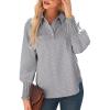 image:imageAstylish Women Simple Long Sleeve Smocked Cuffed Striped Henley Shirts Shirred Tops Teacher Blouse with PocketBlack