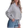 image:imageAstylish Women Smocked Cuffed Striped Henley Shirts Long Sleeve Shirred Casual Teacher Blouse Tops with PocketBlack