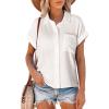 image:imageAstylish Women Summer Tops Cotton Short Sleeve Shirt V Neck Button Down Blouse Tunic TopsWhite