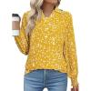 image:imageAstylish Women Trendy Lapel Neck Collared Alicia Floral Print Tops Long Sleeve Chiffon Polka Dot Blouses Summer Bohemian Shirts Smocked Yellow Medium