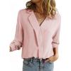 image:imageAstylish Womens Dressy Casual Blouse Business Long Sleeve Trendy Pullover Tops Placket V Neck Work ShirtLight Pink
