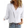 image:imageAstylish Womens Dressy Casual Blouse Business Long Sleeve Trendy Pullover Tops Placket V Neck Work ShirtWhite