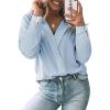 image:imageAstylish Womens Dressy Casual Blouse Long Sleeve Trendy Pullover Tops Placket V Neck Business Work ShirtBeau Blue