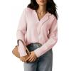 image:imageAstylish Womens Dressy Casual Blouse Long Sleeve Trendy Pullover Tops Placket V Neck Business Work ShirtsLight Pink