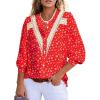 image:imageAstylish Womens Lace Crochet Patchwork Floral Long Sleeve Button Down BlouseRed