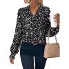 image:imageAstylish Womens Summer Polka Dots Smocked Long Sleeve Tops Dressy V Neck Comfortable Shirts Professional Blouses Casual Chiffon Tunic Clothes Black Small