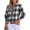 image:imageAstylish Womens V Neck Plaid Shirts Flannel Casual Blouses ButtonDown Business Long Sleeve Boho TopsBlack