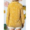 image:imageAstylish Womens Fashion Smocked Raglan Sleeves V Neck Collared Tops Chiffon Alicia Flower Print Blouses Spring Dressy Shirts Work Business Boho Tunic Yellow XLarge