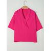 image:imageAstylish Womens Short Sleeve Collared V Neck BlouseRose Red