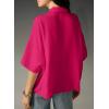 image:imageAstylish Womens Short Sleeve Collared V Neck BlouseRose Red