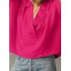 image:imageAstylish Womens Short Sleeve Collared V Neck BlouseRose Red