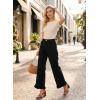 image:imageAstylish Women Wide Leg Jeans High Waisted Stretchy Straight Leg Ankle Jeans Baggy Ruffle Hem Summer 2026 Boho Denim Pants Black Size 10