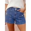 image:imageAstylish Womens High Waisted Shorts Jean Stretchy Casual Fashion Trendy Double Button Fly Denim ShortsSail Blue