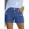 image:imageAstylish Womens High Waisted Shorts Jean Stretchy Casual Fashion Trendy Double Button Fly Denim ShortsSail Blue